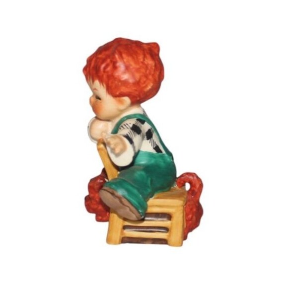 Goebel Hummel Redheads "The Kibitzer" Boy on Chair with Pet Dog Vintage 1956 - Picture 2 of 5